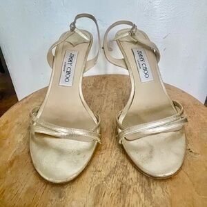 JIMMY CHOO CHAMPAGNE STRAPPY HEELS